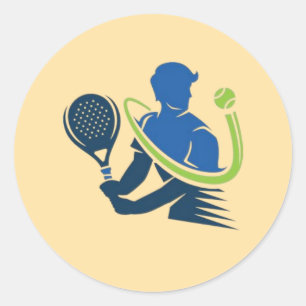 Tennis Club Logo - Dynamic Action, Sporty Style Classic Round Sticker