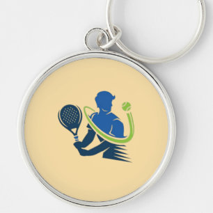 Tennis Club Logo -  Dynamic Action, Sporty Style Key Ring