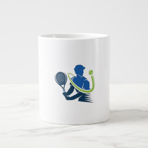 Tennis Club Logo - Dynamic Action, Sporty Style Large Coffee Mug