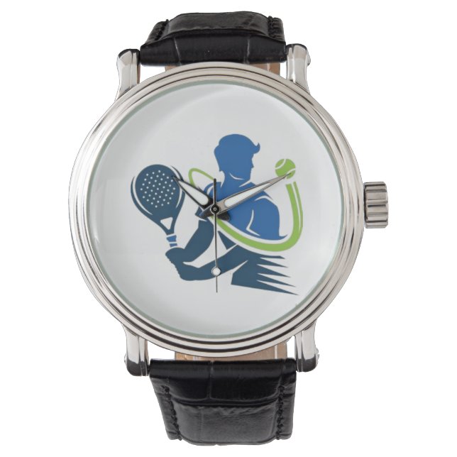 Tennis Club Logo -  Dynamic Action, Sporty Style Watch (Front)