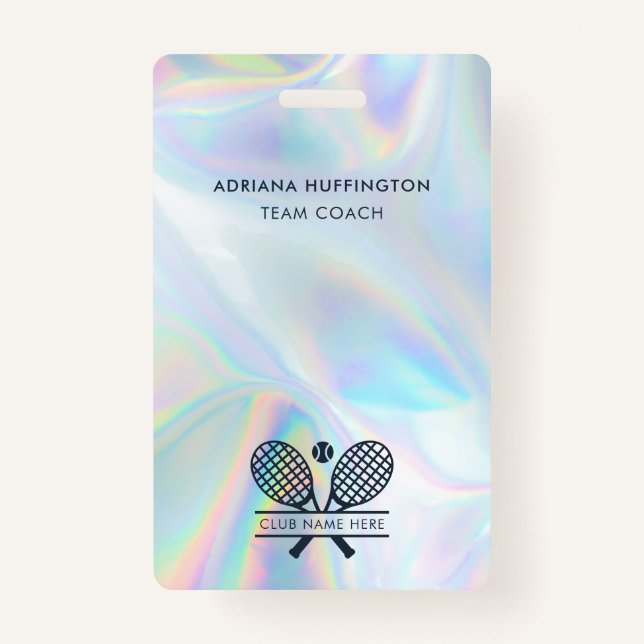 Tennis Club Logo Holographic Employee ID ID Badge (Front)