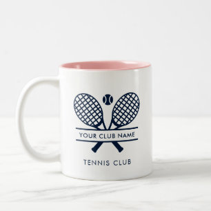 Tennis Club Name Navy Blue Logo Custom Sports Two-Tone Coffee Mug