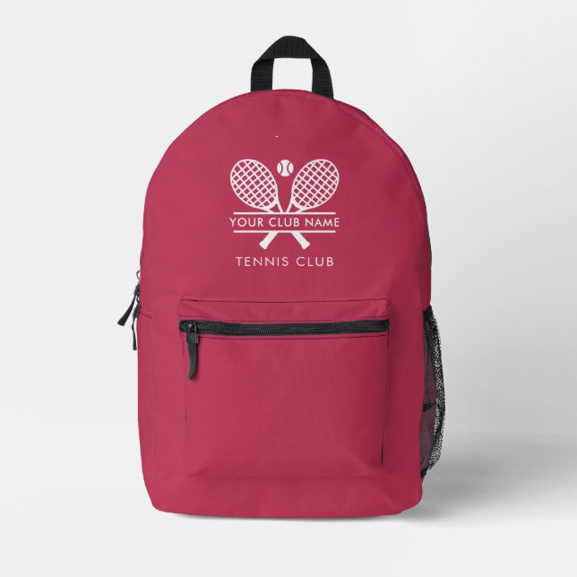 Tennis Club Name Sports Team Swag Custom Printed Backpack (Front)