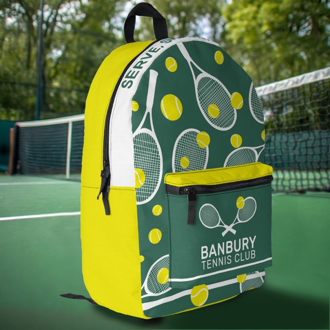 Tennis club sports yellow green white custom printed backpack (Creator Uploaded)