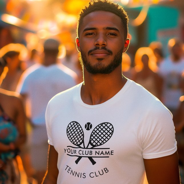 Tennis Club Team Player Custom Coach T-Shirt (Lawn Tennis Club Members Swag T-Shirt with Black Logo for Men)