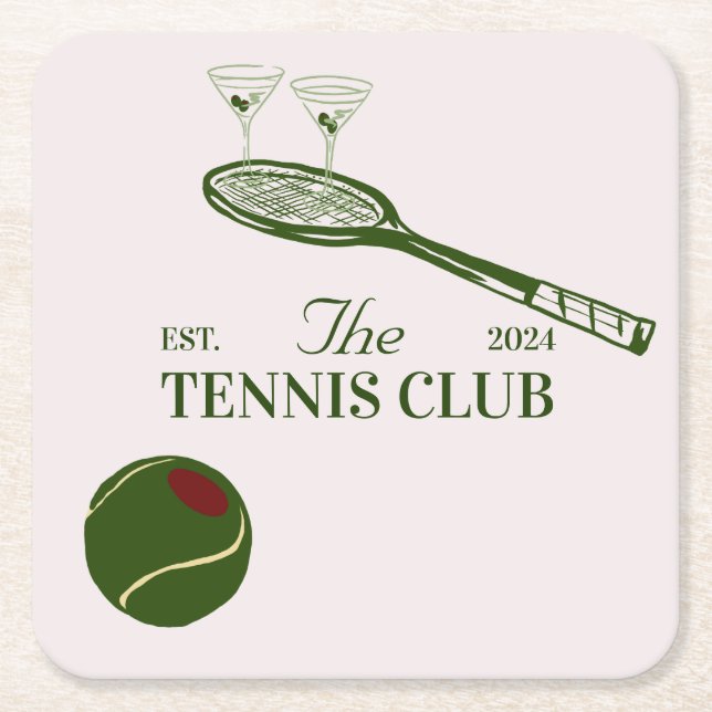 tennis club themed party  square paper coaster (Front)