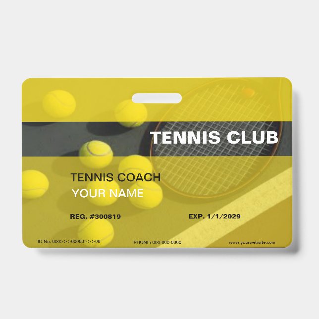 Tennis Coach Badge ID Badge (Front)