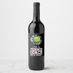 Tennis Coach Ball cracking wall for coach Wine Label