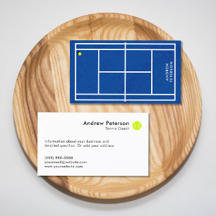 Tennis Coach Blue Court Business Card