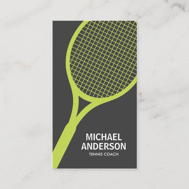 Tennis coach business card - grey, modern, minimal (Front)