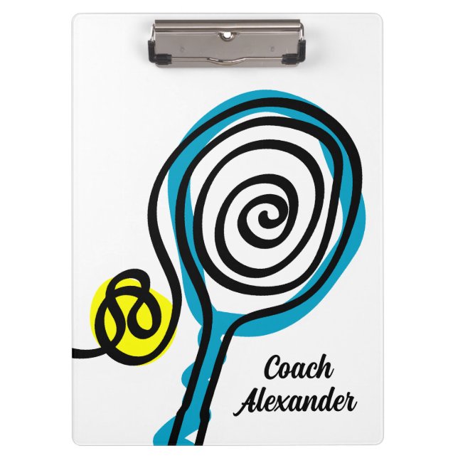 Tennis coach clipboard gift with court layout (Front)