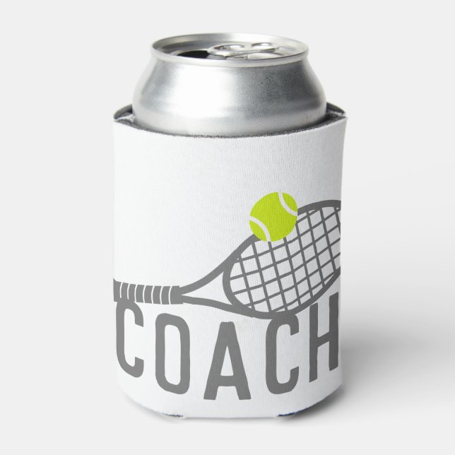 Tennis Coach Custom Text on Back Can Cooler (Can Front)