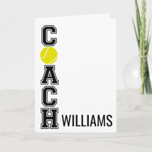 Tennis coach custom thank you card...room to sign! card