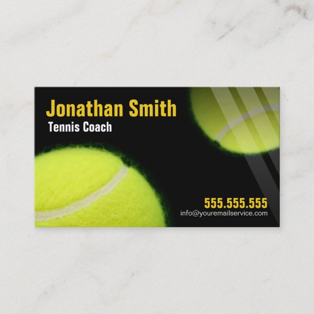 Tennis Coach For Tennis Lessons Business Card (Front)