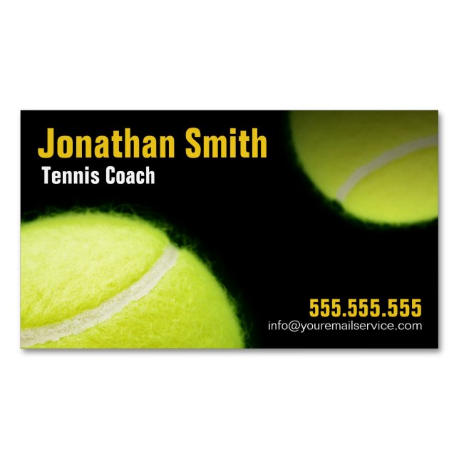 Tennis Coach For Tennis Lessons Business Magnetic Business Card (Front)