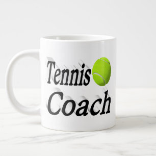 Tennis Coach half text  Large Coffee Mug