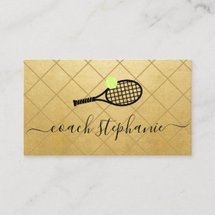 Tennis Coach Instructor Black Gold Business Card