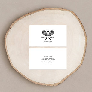 Tennis Coach Minimalist Black White Business Card
