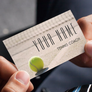 Tennis Coach Name Player Athlete Pro Clay Court Business Card