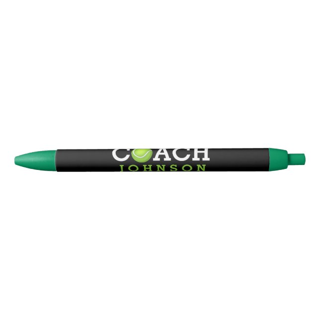 Tennis Coach Personalised Black Ink Pen (Front)