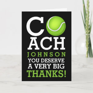 Tennis Coach Personalised Name Thank You