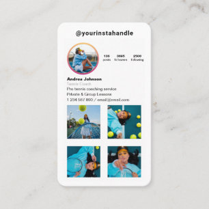 Tennis Coach Player Follow Instagram Profile Photo Business Card