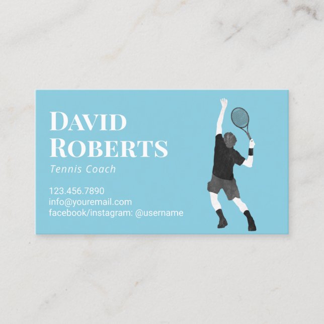 Tennis Coach Professional Instructor Sports Business Card (Front)