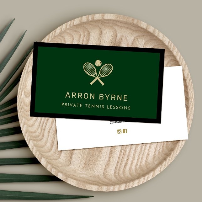 Tennis Coach Rackets Green Business Card (Creator Uploaded)
