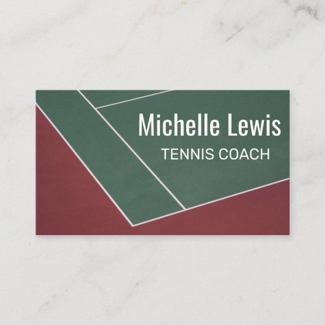 Tennis Coach Simple Professional Hard Court Sports Business Card (Front)