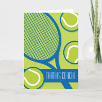 Tennis coach Thank you card green and blue