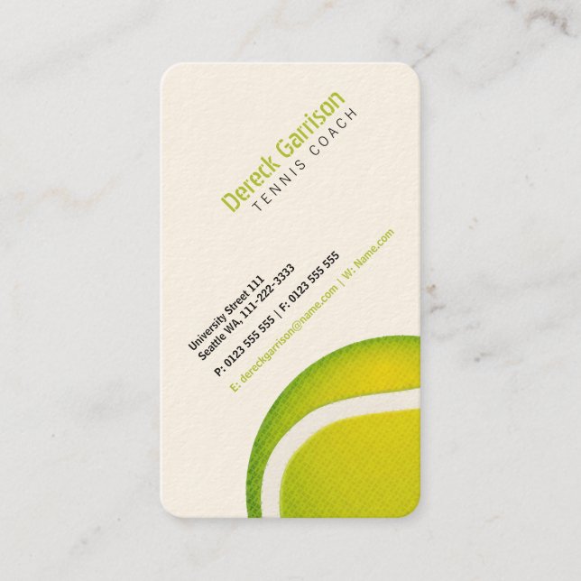 Tennis Coach | Trainer Practice Lessons Business Card (Front)