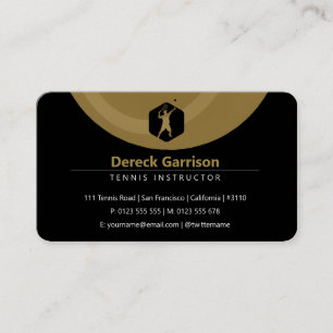 Tennis Coach   Trainer Practice Lessons Golden Business Card