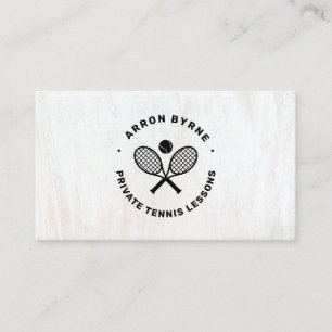  Tennis Coach White Wood  Business Card