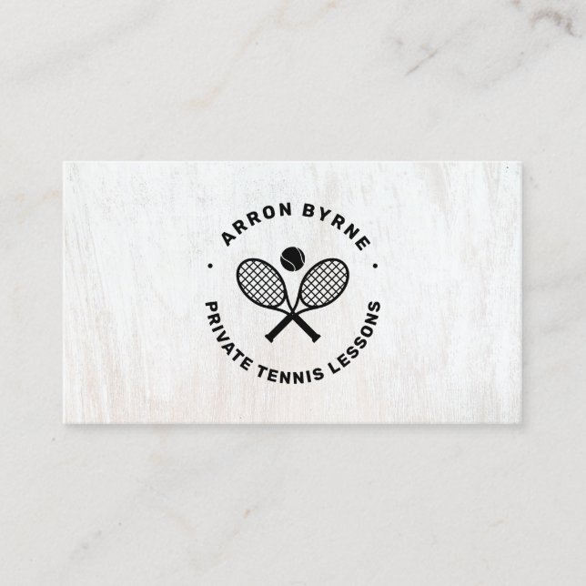  Tennis Coach White Wood  Business Card (Front)