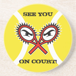 Tennis Coasters with funny slogan saying text joke