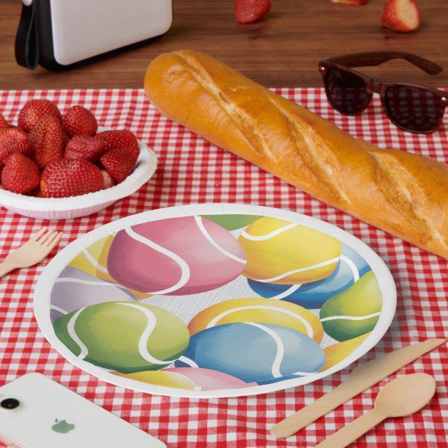 Tennis Colourful balls Paper Plate (Picnic)