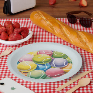 Tennis Colourful balls Paper Plate