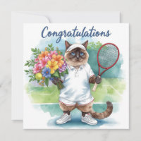 Tennis Congratulaions with flowers in hand