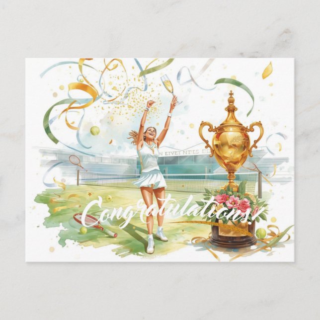Tennis  congratulations for player postcard (Front)