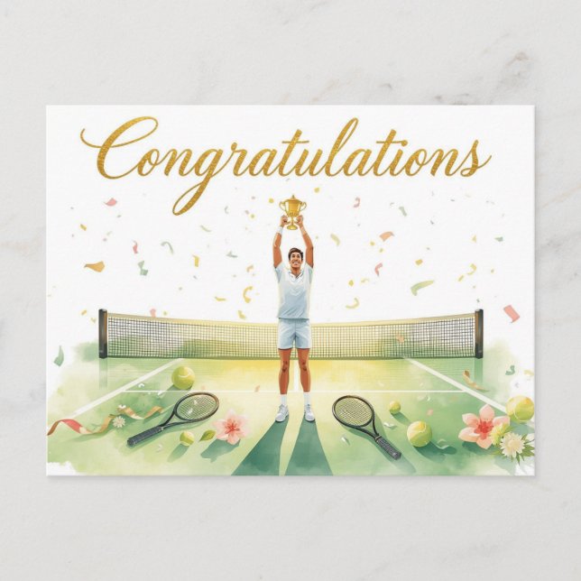 Tennis  congratulations for player postcard (Front)