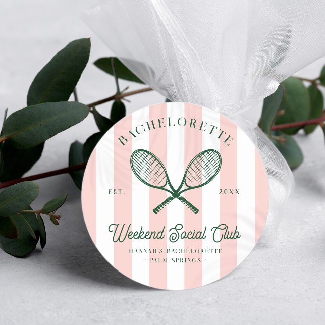 Tennis Country Club | Bachelorette  Classic Round Sticker (Creator Uploaded)