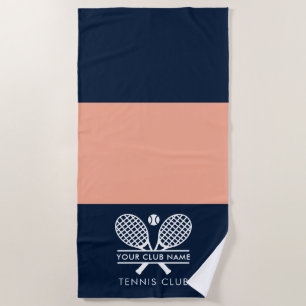 Tennis Country Club Name Colour Block Beach Towel