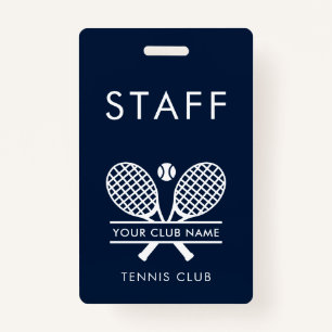 Tennis Country Club Name Rackets Motif Staff ID Badge