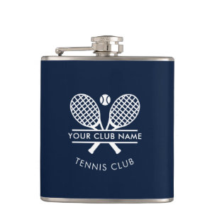Tennis Country Club Name Team Navy Blue Hip Flask