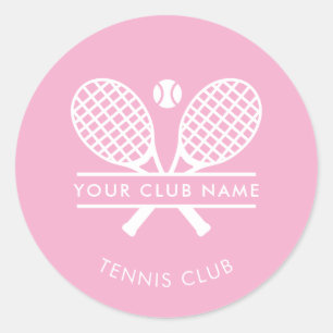 Tennis Country Club Name Team Players Pink Classic Round Sticker