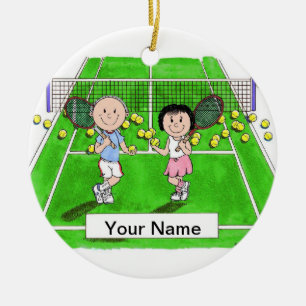 Tennis Couple Ceramic Tree Decoration