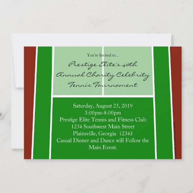 Tennis Court Layout Graphic Invitation (Front)
