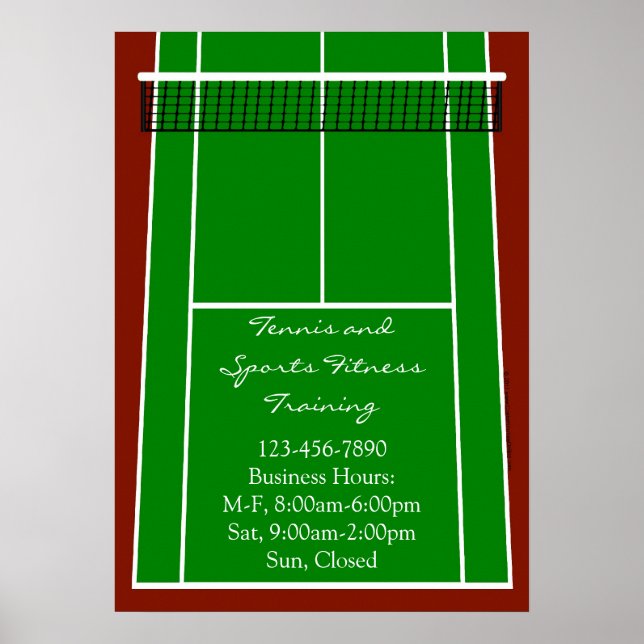 Tennis Court Layout Graphic Poster (Front)