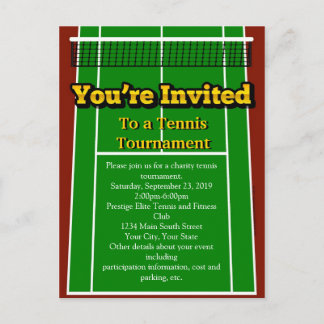 Tennis Court Layout Graphic, You're Invited Invitation Postcard