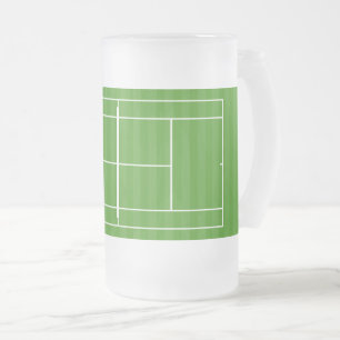 TENNIS COURT LINE MARKING FROSTED GLASS BEER MUG